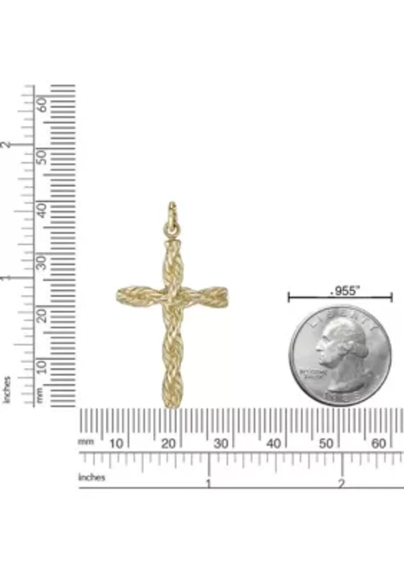 Stainless Steel Cross Pendant with Gold Ip and 24" Round Box Chain