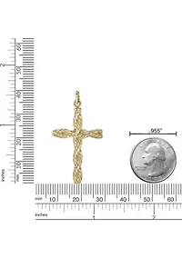 Stainless Steel Cross Pendant with Gold Ip and 24" Round Box Chain