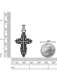 Antique Black Finish Stainless Steel Cross Pendant with 24" Round Box Chain