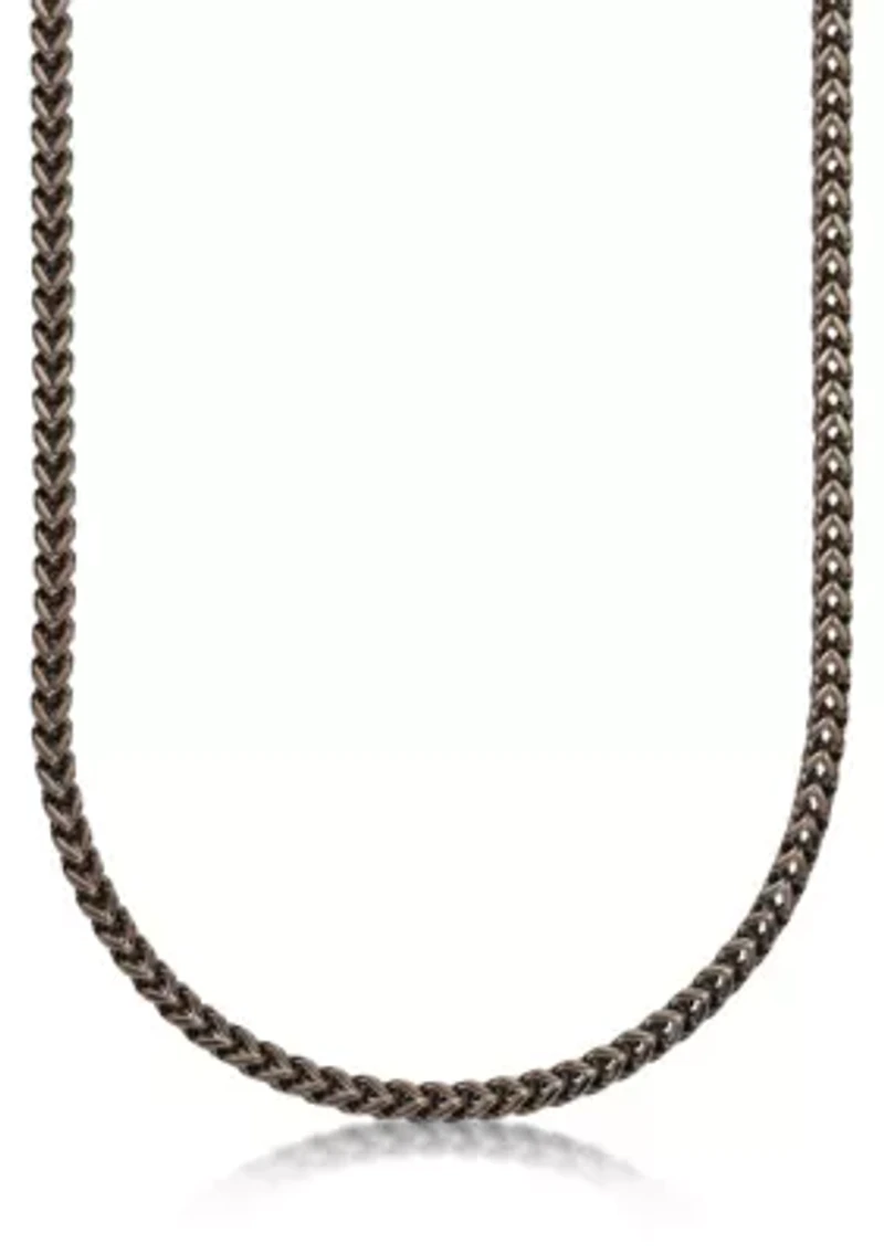 Stainless Steel 6MM Foxtail Chain Necklace with Brown Ion Plating, 22"