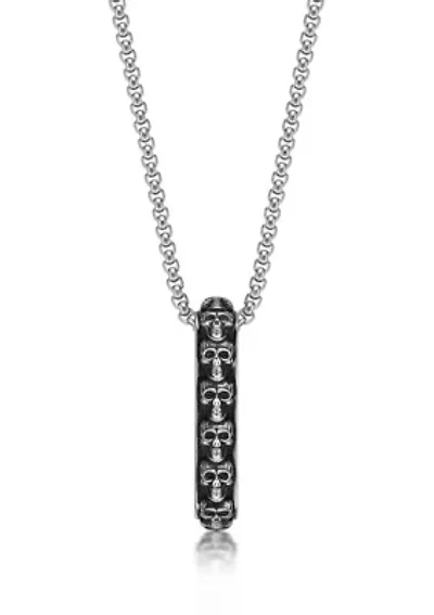 Stainless Steel Skull Pendant with 24" Round Box Chain