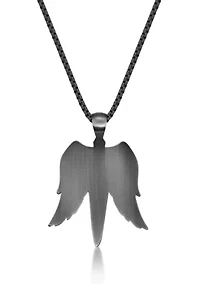 Stainless Steel & Cz Pendant with Mattte Gray Ip and 24" Round Box Chain