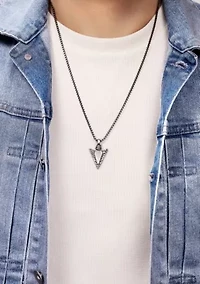 Stainless Steel Arrow Head Pendant with Mattte Gray Ip and 24" Round Box Chain
