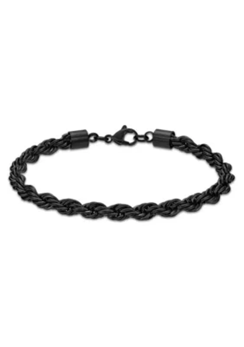 Stainless Steel 6mm Rope Chain Bracelet with Black Ip