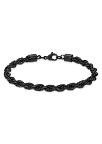Stainless Steel 6mm Rope Chain Bracelet with Black Ip