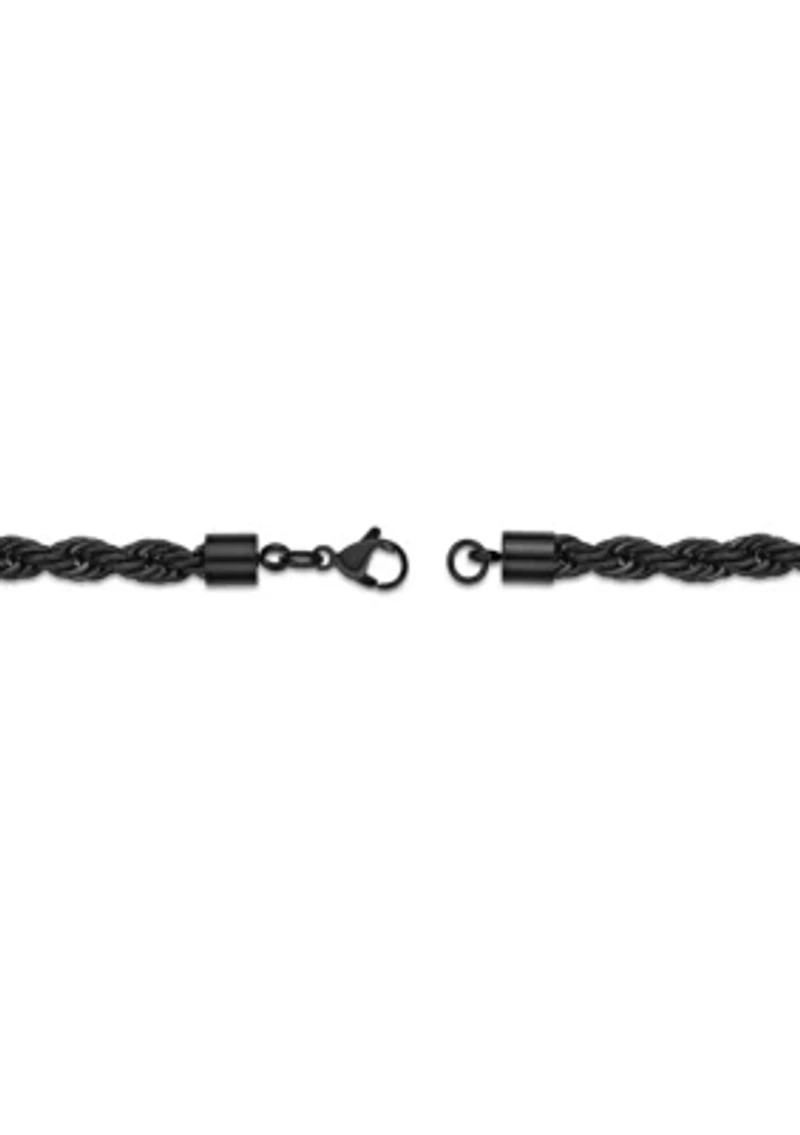 Stainless Steel 6mm Rope Chain Bracelet with Black Ip