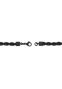 Stainless Steel 6mm Rope Chain Bracelet with Black Ip