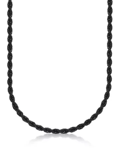 Stainless Steel 6mm Rope Chain Neclace with Black Ip in 22"
