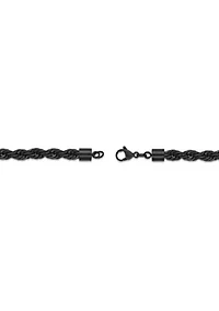Stainless Steel 6mm Rope Chain Neclace with Black Ip in 22"