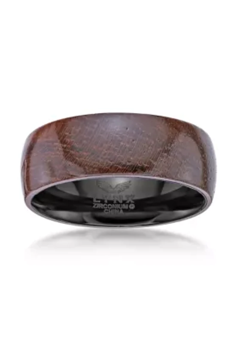 Black Zirconium Ring with Bubinaga Wood - 8MM
