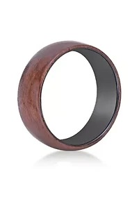 Black Zirconium Ring with Bubinaga Wood - 8MM
