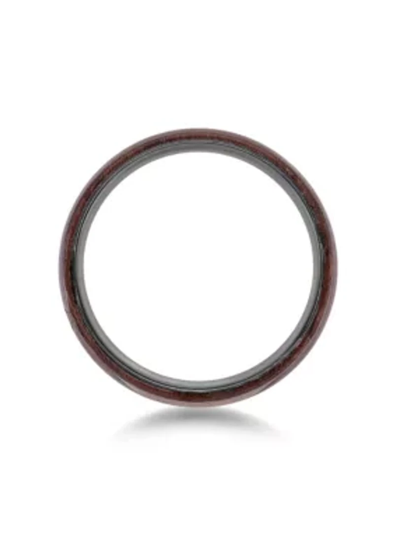 Black Zirconium Ring with Bubinaga Wood - 8MM