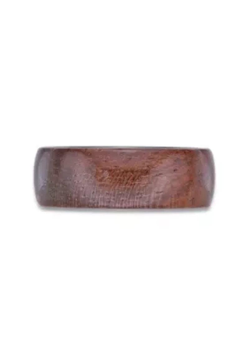 Black Zirconium Ring with Bubinaga Wood - 8MM