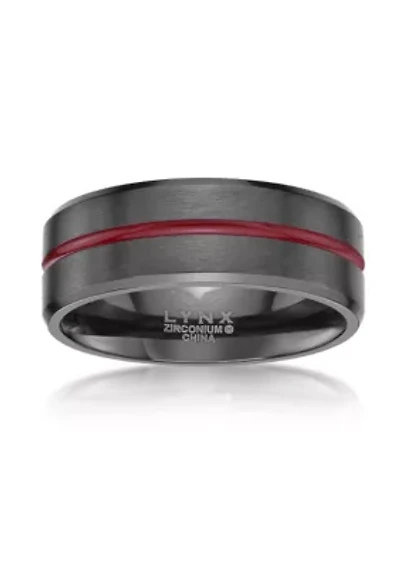 Black Zirconium Ring with Red Stripe