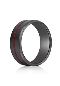 Black Zirconium Ring with Red Stripe