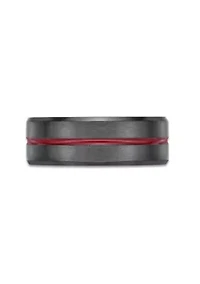 Black Zirconium Ring with Red Stripe