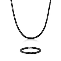 Stainless Steel Foxtail Chain Necklace & Bracelet Set