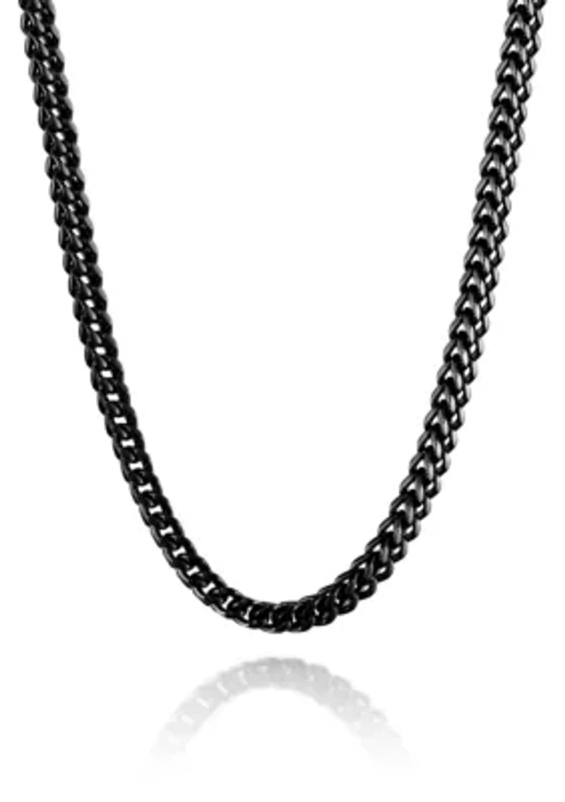 Stainless Steel 6MM Foxtail Chain Necklace with Black Ion Plating, 18" Length