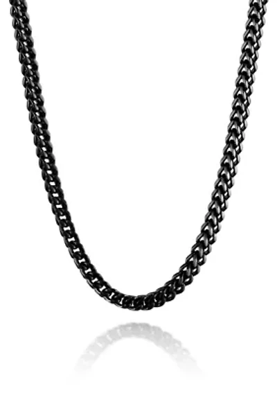 Stainless Steel 6MM Foxtail Chain Necklace with Black Ion Plating, 18" Length