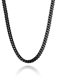 Stainless Steel 6MM Foxtail Chain Necklace with Black Ion Plating, 18" Length