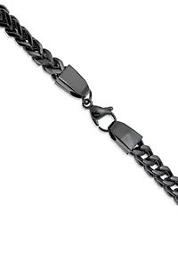 Stainless Steel 6MM Foxtail Chain Necklace with Black Ion Plating, 18" Length
