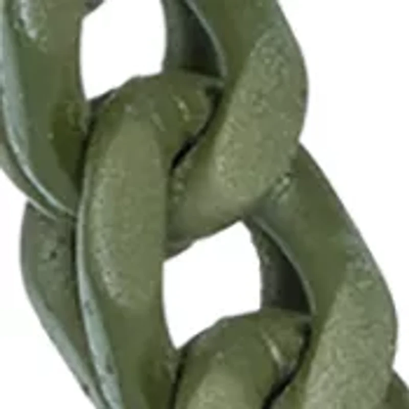 Stainless Steel 6 Millimeter Foxtail Chain Necklace with Military Green Ion Plating, 24 Inch