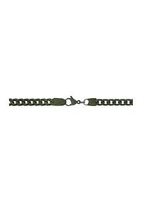 Stainless Steel 6 Millimeter Foxtail Chain Necklace with Military Green Ion Plating, 24 Inch