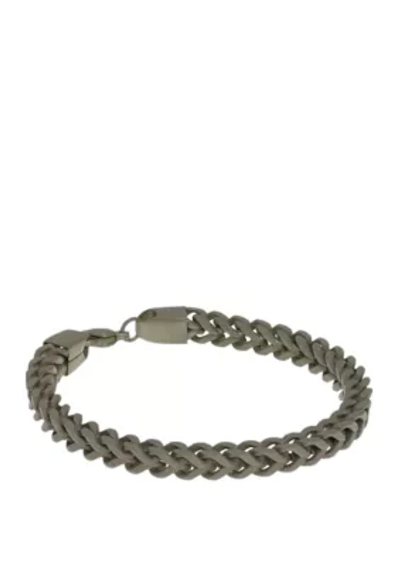 Stainless Franco Chain Bracelet with Military Green Finish