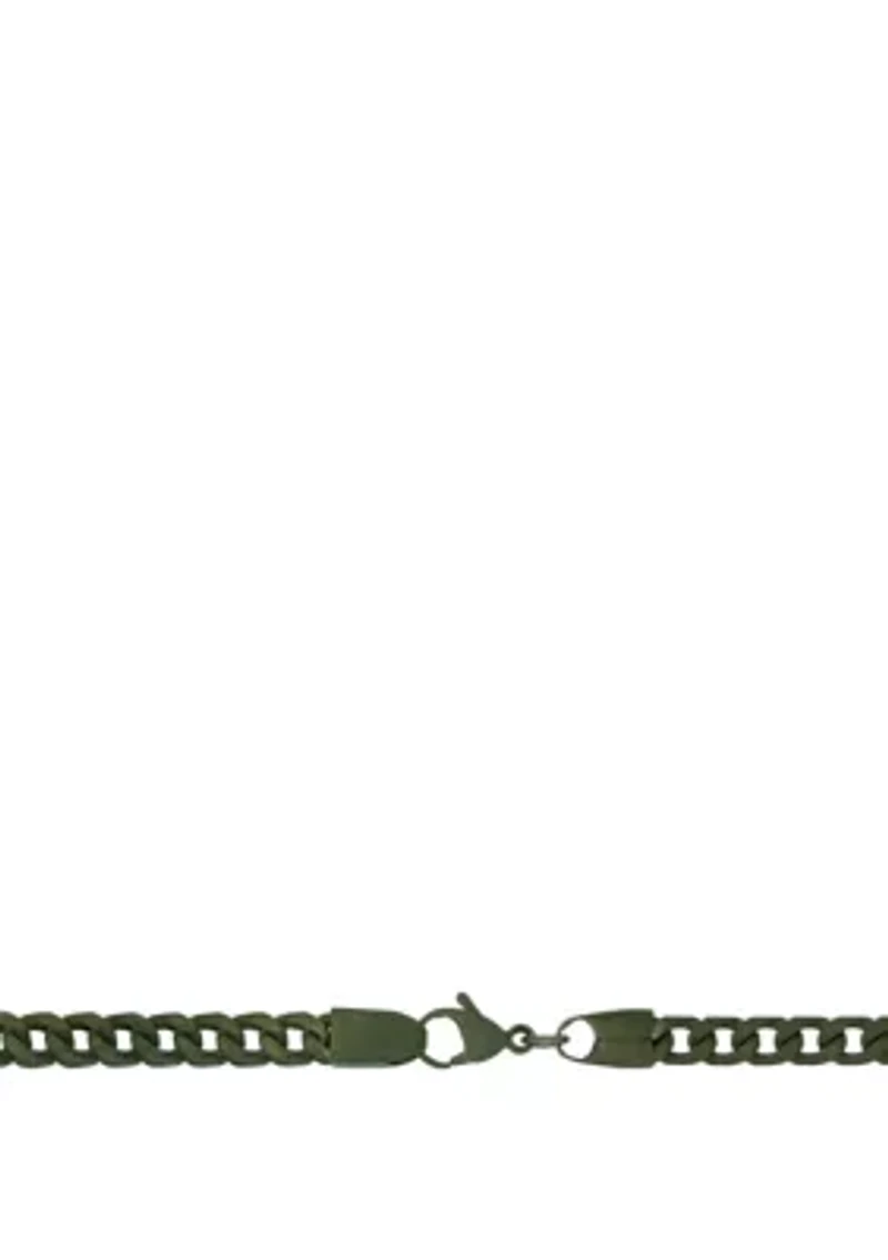 Stainless Franco Chain Bracelet with Military Green Finish
