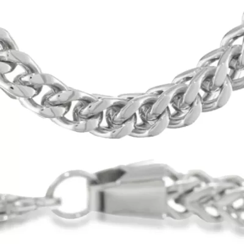 Mens Stainless Steel Necklace and Bracelet Set