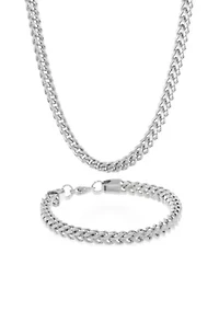 Mens Stainless Steel Necklace and Bracelet Set