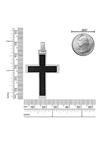 Mens Stainless Steel Carbon Fiber Cross Pendant, with 22 in. Ball Chain