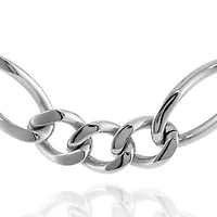 Stainless Steel 11MM Figaro Chain Necklace, 30" Length
