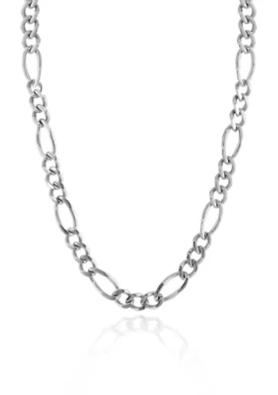 Stainless Steel 11MM Figaro Chain Necklace, 30" Length