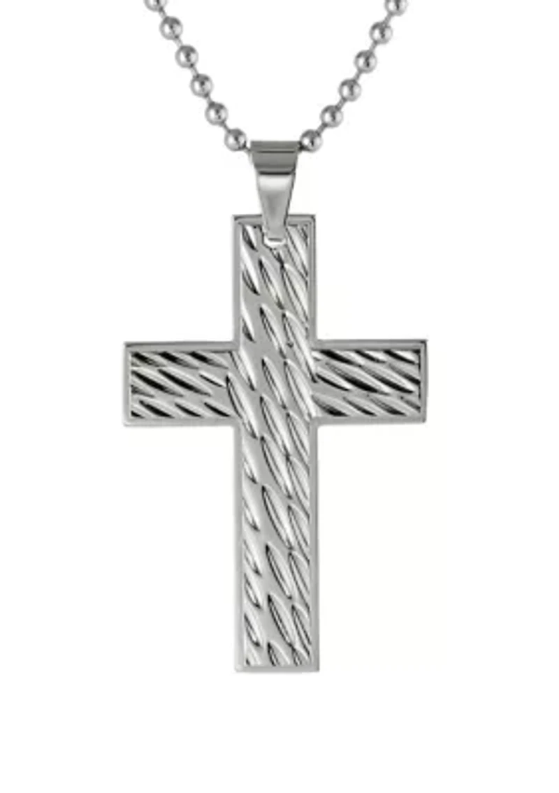 Stainless Steel Textured Cross Pendant