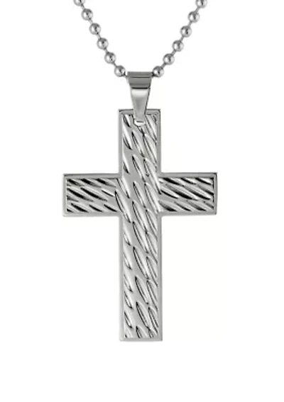 Stainless Steel Textured Cross Pendant