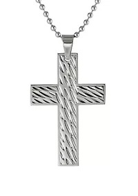 Stainless Steel Textured Cross Pendant