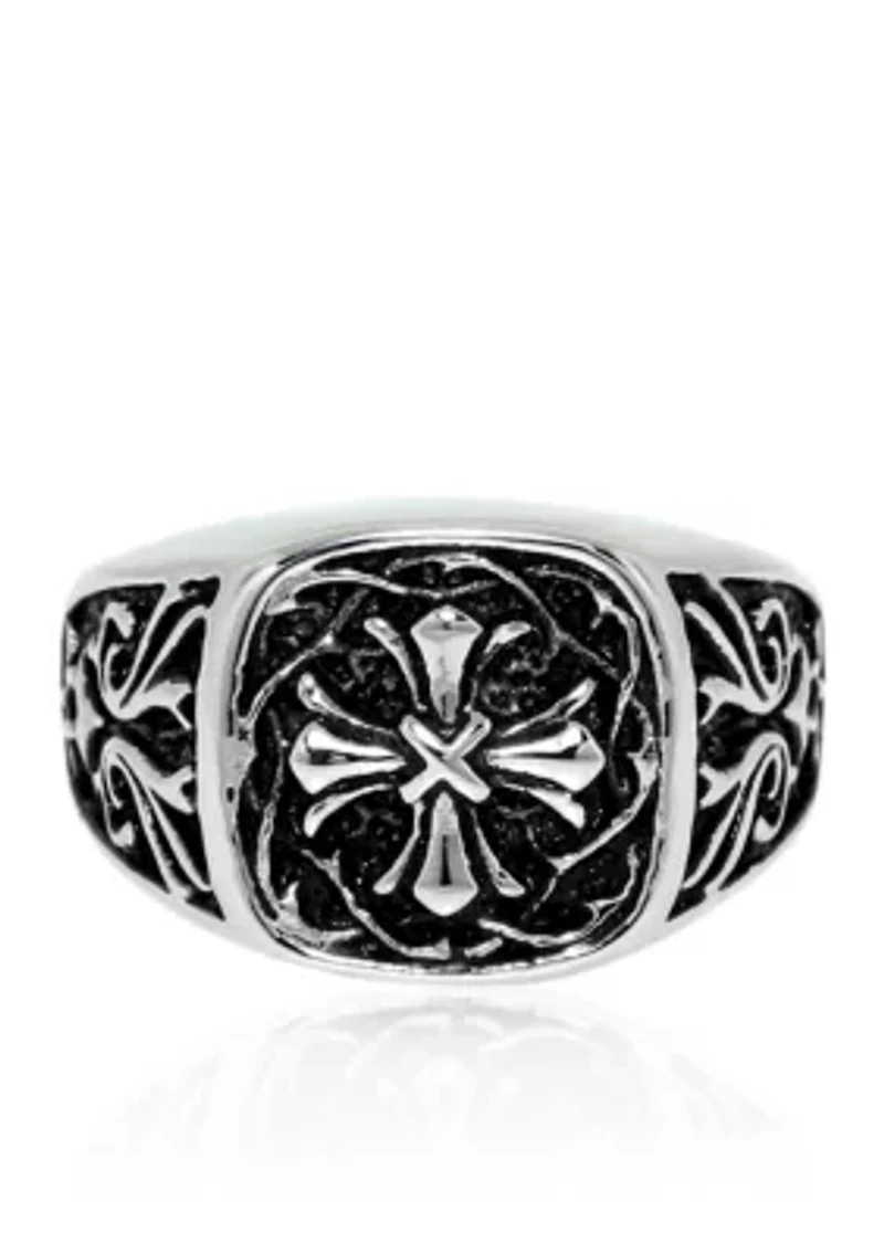 Men's Stainless Steel Ring Simple Cross
