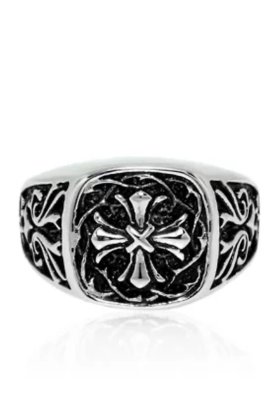 Men's Stainless Steel Ring Simple Cross