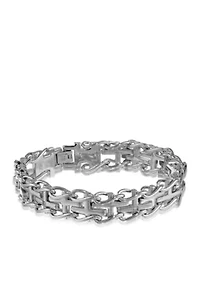 Men's Diamond Cross Bracelet in Stainless Steel