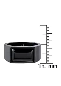 Men's Stainless Steel and Black Agate Ring