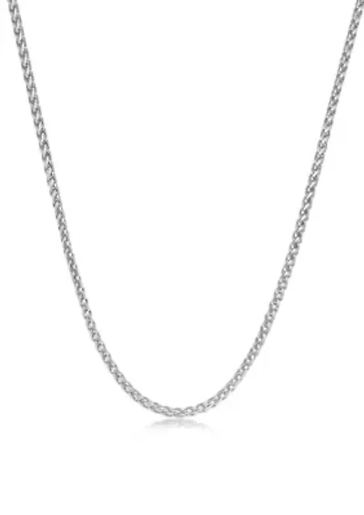 Stainless Steel 4MM Wheat Chain Necklace, 22" Length