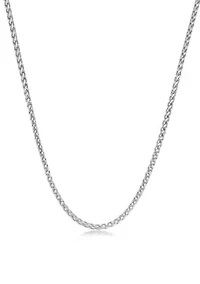 Stainless Steel 4MM Wheat Chain Necklace, 22" Length