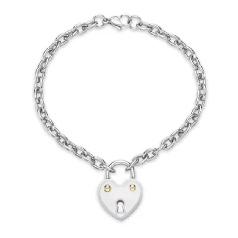 Stainless Steel Heart Lock Charm Bracelet