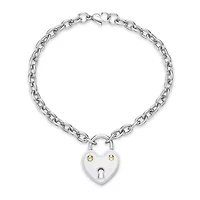 Stainless Steel Heart Lock Charm Bracelet