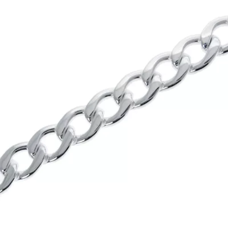 Stainless Steel 13MM Curb Chain Necklace with Silver Plating, 24” Length