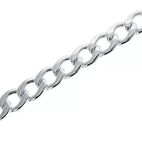 Stainless Steel 13MM Curb Chain Necklace with Silver Plating, 24” Length