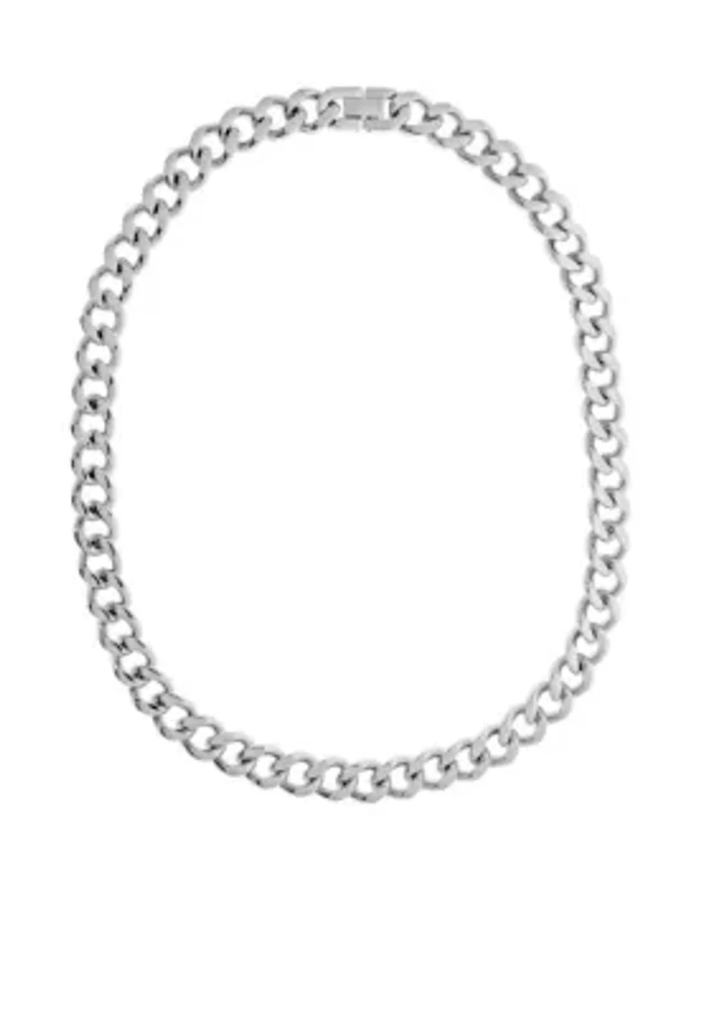 Stainless Steel 11MM Curb Chain Necklace with Goldtone Ion Plating, 30" Length