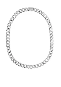 Stainless Steel 11MM Curb Chain Necklace with Goldtone Ion Plating, 30" Length