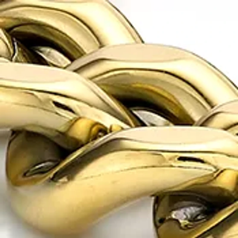 Stainless Steel 11 Millimeter Curb Chain Bracelet with Gold Tone Ion Plating, 9 Inch